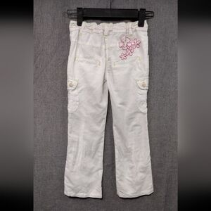 Orchestra France Linen Cotton Cargo Pants Kids 5 White Utility Casual Retro